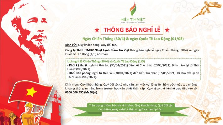 thong bao nghi le giai phong lao dong » Điện Lạnh Niềm Tin Việt 2025 thong bao nghi le giai phong lao dong