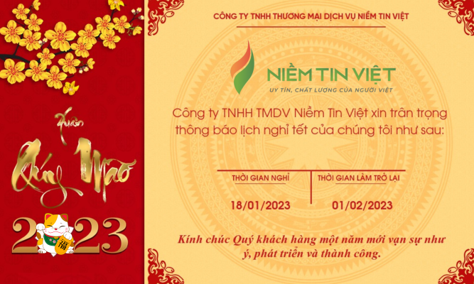 Tet Nguyen Dan 1 » Điện Lạnh Niềm Tin Việt 2025 Thông báo nghỉ Tết Nguyên Đán 2023