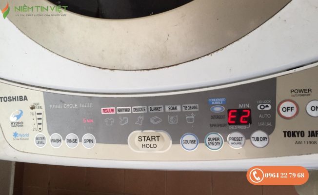 lỗi E2 máy giặt Toshiba 