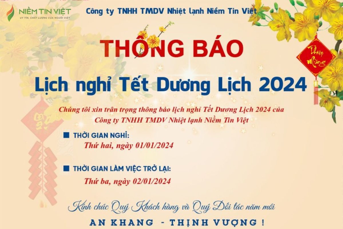 THÔNG BÁO NGHỈ TẾT DƯƠNG LỊCH 2024